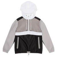 Chaqueta Cortavientos Reversible con Capucha para Hombre, Ligera, Casual, con Cierre Frontal, para Actividades al Aire Libre