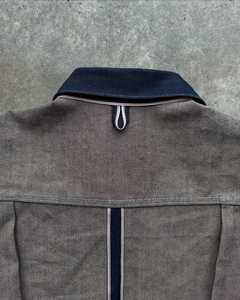 Men Canvas <b>Racer</b> <b>Jacket</b> Workwear Style Turn-down Collar Belt Closure Autumn Solid Color Regular Fit Cotton Bamboo Fiber - Product Image 2