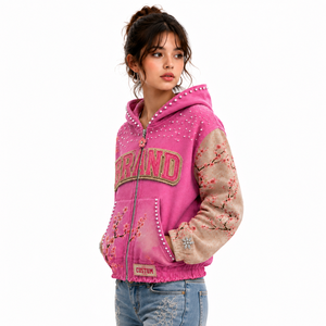 Wholesale Custom <b>Zip</b> Up Hoodie French Terry Hoodie Embroidery Logo Hoodie Factory Direct Production USA - Product Image 5