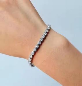 Handmade Wonders Bracelet 18k White Gold Chain Moissanite Bracelet Bangle Diamond Bracelet Gift for - Product Image 3
