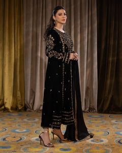 Designer Party Wear Look Embroidery Sequence Work <b>Velvet</b> <b>Top</b> With Dupatta and Fully Stitched Bottom Ready To Wear Collection - Product Image 2
