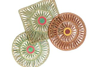 Creative Handcrafted Premium Quality Floral Beverage <b>Coaster</b> Raffia Woven <b>Drink</b> Mat Elegant Home Decor Accessory - Product Image 4