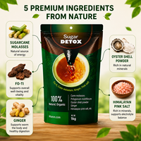 Bien-être Quotidien pour Boissons, Pâtisserie, Cuisine : Sucrerie Naturelle Détoxifiante, Sucre de Canne Fermenté Solide 75% au Gingembre