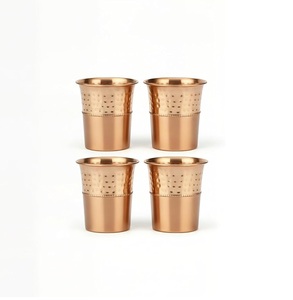 Verre à boire en cuivre pur de marque privée, design traditionnel, durable, pour le bien-être ayurvédique, gobelet de stockage d'eau - Product Image 6