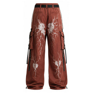 Men's Blue Soccer Print Cargo Pants With Chains Elastic Waist Street Style <b>Harem</b> Pants Breathable Midweight Summer Wear - Product Image 6