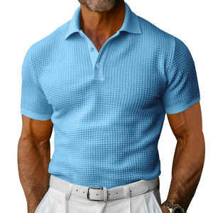 T-shirt Polo Homme Nouvelle Collection Été Style Classique Confortable Respirant en Tissu Gaufré Couleur Unie - Product Image 3