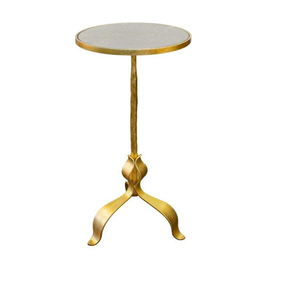 Mesa de Centro de Aluminio de Lujo con Tapa Redonda y Acabado Dorado en Pintura en Aerosol Ecológica - Product Image 1