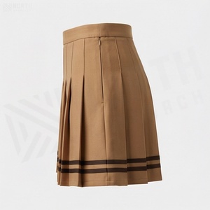 Jupe courte plissée pour femme, couleur unie, taille élastique, 100% polyester, confortable, style toutes saisons - Product Image 3