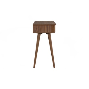 Premium <b>Walnut</b> Colour Small Console <b>Table</b> Entryway <b>Table</b> in 2 Drawers Storage with Round Corner for Apartment Bedroom Use - Product Image 3