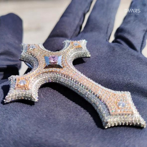 Custom <b>Cross</b> Iced <b>Pendant</b> 925 Sterling <b>Silver</b> Moissanite Luxury Rapper Religious Jewelry Rhodium Plated Unisex - Product Image 3