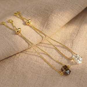 กำไลข้อมือควอตซ์สโมคกี้เคลือบทอง 18k, กำไลข้อมือมูนสโตนปรับขนาดได้, กำไลข้อมือพลอย, กำไลข้อมือผู้หญิง ของขวัญสำหรับเธอ - Product Image 6