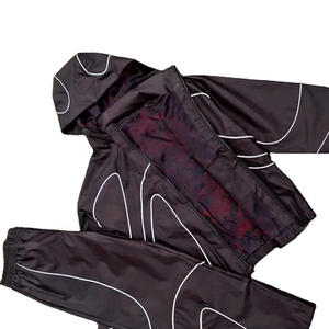 Ensemble de survêtement technique réfléchissant avec veste coupe-vent à capuche et pantalon de jogging pour homme, tenue de sport de plein air, streetwear - Product Image 1