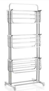 Modern Stainless Steel Clothes Drying Rack Polygon Three Layer Laundry <b>Tower</b> Collapsible Standing Mobile Balcony Organizer - Product Image 6