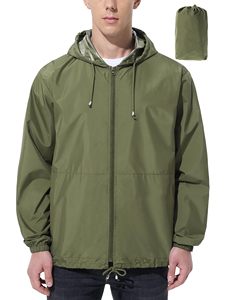 Chaqueta Impermeable Ligera para Hombre, Cortavientos con Capucha, Deportiva, con Cierre Frontal, de Secado Rápido, para Ciclismo y Senderismo - Product Image 1