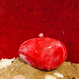 Bolso de Mano de Resina Ovalado con Mármol Rojo, Diseño de Lujo, para Fiestas, Bodas, con Estuche Rígido, para Mujer - Product Image 3