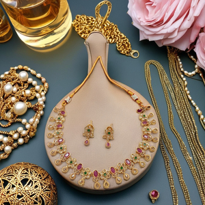 Conjunto de Collar y Pendientes Kundan de Latón Chapado en Oro con Piedras de Cristal para Novias, Bodas, Fiestas de Compromiso, Joyería al por Mayor - Product Image 3