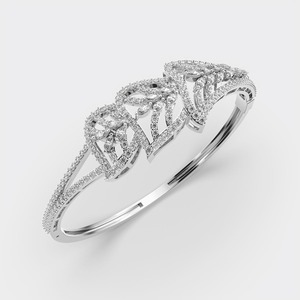 IGI Certified Marquise & Round <b>Leaf</b> Cluster Designer Diamond Bracelet in 9K Yellow / White / Rose Gold - Product Image 2