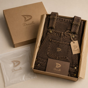 Peto vaquero Y2K unisex para hombre, holgado, estilo cargo, color marrón tabaco, con bordado western, mono de streetwear - Product Image 5