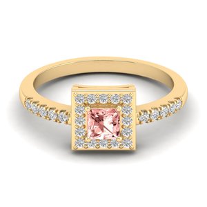 Anillo REYES con Gema de Morganita de Corte Princesa de 0.31 Quilates en Plata de Ley 925, Certificado GRA, Joyería Fina Delicada con Moissanita - Product Image 6