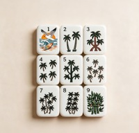 Jeu de Mahjong américain Island Palm avec 160 tuiles en acrylique et motifs décoratifs pour les soirées de jeu en famille