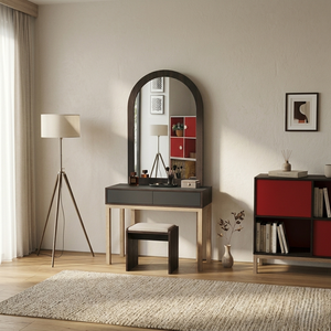 OEM 1517 Premium Quality Dresser <b>Mirror</b> Luxury Wenge Wood Grain Vanity <b>Mirror</b> HD Elegant Arched Bedroom Accent <b>Mirror</b> - Product Image 1