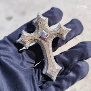 Custom <b>Cross</b> Iced <b>Pendant</b> 925 Sterling <b>Silver</b> Moissanite Luxury Rapper Religious Jewelry Rhodium Plated Unisex - Product Image 1