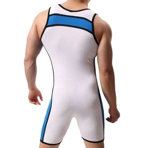 Men's <b>White</b> Wrestling Singlet Sleeveless Round Neck Fitted Spandex Polyester Moisture Wicking Quick Dry All Seasons - Product Image 2