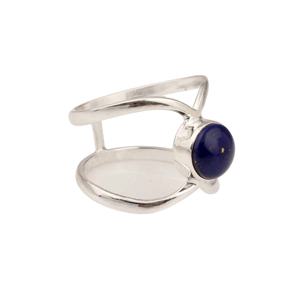 2025 personnalisé en argent fin 925 Double bande bague élégant Lapis Lazuli pierre précieuse 10mm lunette réglage bas prix bijoux naturels mariage - Product Image 2