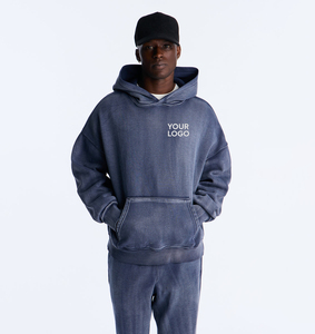 Sweat-shirt à capuche personnalisé 420 g/m² en coton épais 100 % pour homme, style vintage délavé, streetwear, coupe ample et carrée - Product Image 1