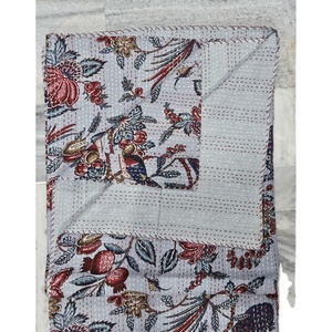 Edredón de Kantha con estampado de pájaro bohemio Vintage, colcha de algodón hecha a mano tradicional india Reversible, ropa usada de moda - Product Image 5