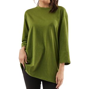 T-shirts surdimensionnés pour femmes de qualité supérieure respirant 100% coton en gros à manches longues O cou impression personnalisée rue d'été - Product Image 1