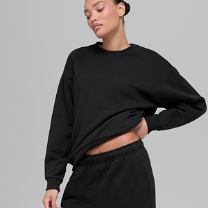 Women's 100% Cotton Sweatshirt Long Sleeve Breathable Casual Pullover Custom Color Solid <b>Winter</b> Fashion <b>Top</b> - Product Image 2