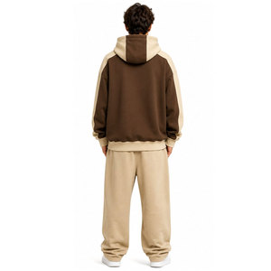 Sudadera con Capucha Relax Baby, Oversize, con Estampado Puff, Felpa Francesa, Unisex, Informal, para Otoño, Diseño en Bloques de Color Marrón y Beige - Product Image 4