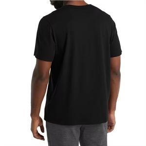 T-shirt en coton 100 % pour homme, noir uni, style streetwear, décontracté, motif tricoté, type lettre, vente en gros - Product Image 3