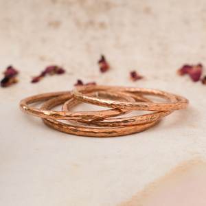 Pure Copper Magnetic Hammered Bangle | Handcrafted in India | Natural Healing Unisex Jewellery | Antique Modern <b>Boho</b> Chic - Product Image 3