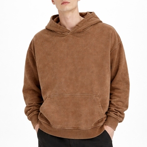 <b>Men</b> Washed <b>Pullover</b> Hoodie 100% Cotton Fleece Hooded Casual Soft Warm Kangaroo Pocket Regular Fit Sports Wear - Product Image 1