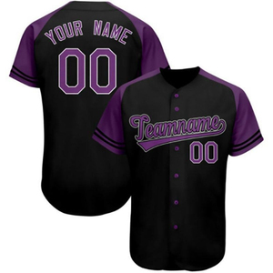 Camiseta de béisbol negra y morada personalizada, nombre personalizado, número, nombre del equipo, uniforme de softbol 00 - Product Image 1