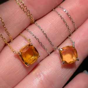 Collar de Citrino Amarillo Dorado Cuadrado, Plata de Ley 925, Chapado en Oro de 14K, Gema de Corte Brillante, Joyería, Regalo - Product Image 3