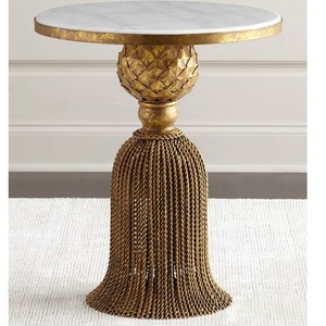 Mesa Auxiliar de Aluminio de Alta Calidad, Muebles de Primera Calidad, Detalles Metálicos, Mesa Otomana para Sala de Estar, Hogar u Hotel, en Latón - Product Image 6