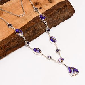 Collar de Plata de Ley con Amatista Turquesa y Rosa Púrpura, Joyería Boho Hecha a Mano, Regalo para Ella, Colgante - Product Image 2