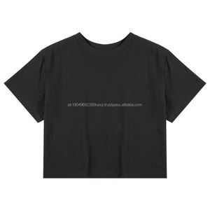 210gsm court femmes T-shirt haute qualité plaine teint haut court chemises de fille concevoir votre marque - Product Image 3