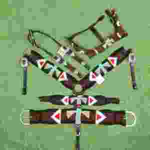 Juego de aparejos para caballo Thunder Bird Mohair con cuero argentino, cintura de 32 pulgadas - Product Image 1