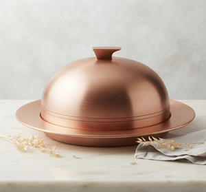 Minimalist Round Copper Butter Dish With Lid Airtight Freshness Preservation Kitchen Use <b>Metal</b> Food <b>Container</b> - Product Image 1