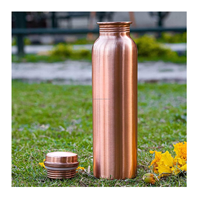 Botella de Agua de Cobre Hecha a Mano, Moderna, para Hidratación Diaria, Estilo Ecológico, Viajes, Diseño Artístico, Apta para Adultos