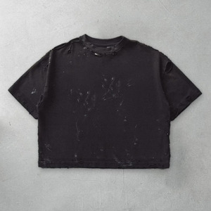 Camiseta de hombre al por mayor, vintage, con lavado ácido, 100% algodón, corte holgado, extragrande, corta, desgastada, con diseño de punto y estampado - Product Image 4