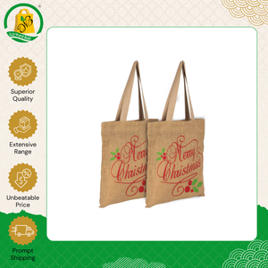 New Stock Arrival Top Quality Women's Jute Shopping <b>Bag</b> with Fashion Christmas Printing and <b>Long</b> Weaved Handle - Product Image 4