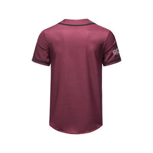 Camiseta de Béisbol Personalizada Color Granate para Hombre, Uniforme de Equipo con Botones, Camisa Deportiva Transpirable de Poliéster, Diseño Liso, Venta al Por Mayor OEM - Product Image 3