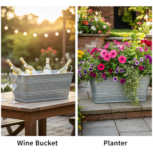 Pot de fleurs galvanisé pour décoration intérieure et extérieure - Rectangulaire gris - 24 pouces - Product Image 3