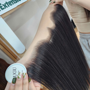 Nuevo cabello humano liso Remy de grado 2024 con cutículas alineadas, encaje HD para cierre frontal transparente, línea M, nudo único - Product Image 3