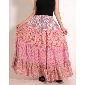 Women's Cotton Printed Long <b>Skirt</b> Handmade <b>Patchwork</b> Maxi Bohemian Beach Vacation Clothing - Product Image 1